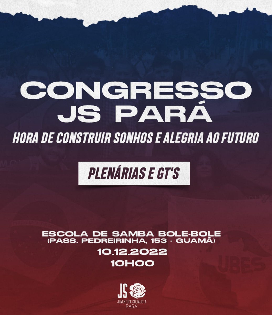 jspdtpa's tweet photo. ALÔ, JUVENTUDE! 🌹

O Congresso Estadual da Juventude Socialista do Pará está chegando! 

É PRA LUTAR!
É PRA VENCER!
É JUVENTUDE SOCIALISTA PDT! 

#JSPDT #Reiventar #PDT #Pará #BrizolaVive https://t.co/6qkZlbMMNV