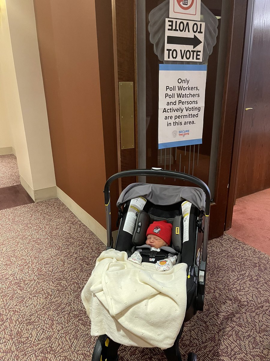 AtlantaAlyssa's tweet photo. It was hard to stay awake at the polls but today we #securedthevote. https://t.co/pH3LpOsUXX