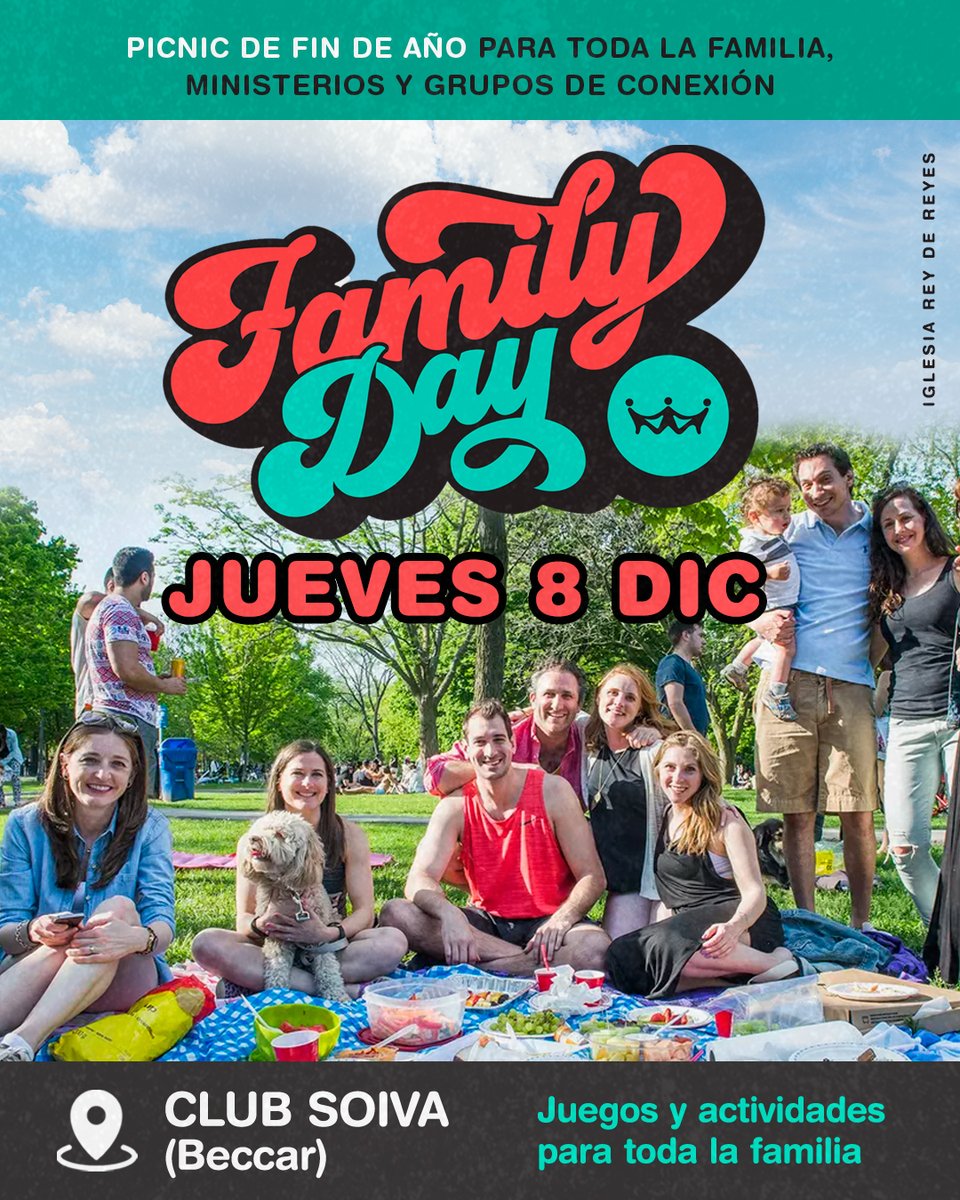 Si sos parte de la familia de la Iglesia Rey de Reyes, nos vemos este jueves para pasar un día increíble de juegos y actividades para toda la familia. ¡Te esperamos!

#RDRmicasa