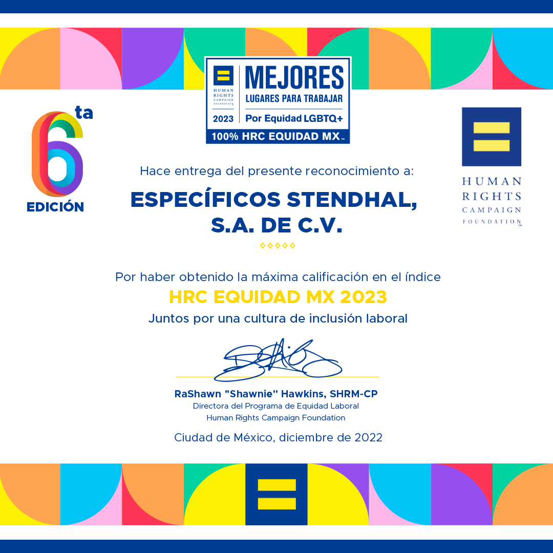 PharmaStendhal's tweet photo. Por tercer año consecutivo en Stendhal obtuvimos el reconocimiento HRC Equidad Mx, siendo uno de los mejores lugares para trabajar LGBTQ+
 #HRCEquidadMX https://t.co/iqlqKNaWat