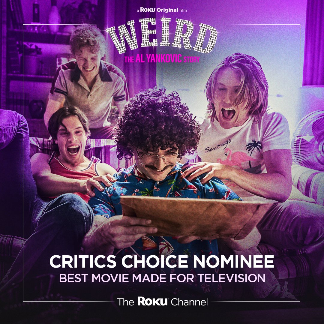 TheRokuChannel's tweet image. Even critics are getting weird. #CriticsChoice #WEIRDTheAlYankovicStory