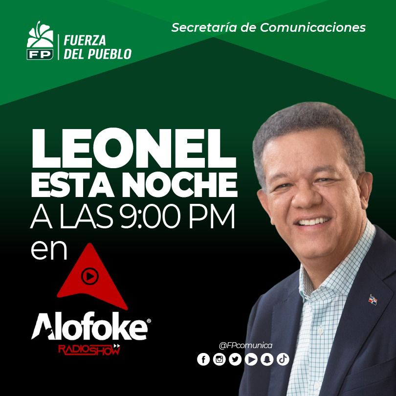 yudirosalia's tweet photo. Hoy a las 9:00 de la noche, no te pierdas la interesante entrevista a Leonel Fernández  en @Alofokefm #LeonelFernández @LeonelFernandez @AlofokeRadioCom https://t.co/GdYG0k1wq2