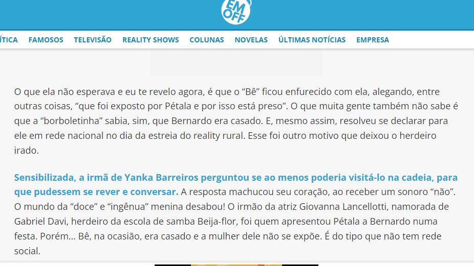 TudoSobReality's tweet photo. 🚨GRAVE: Segundo a jornalista Fábia Oliveira, do EM OFF, disse que Pétala (a crente de Taubaté), sabia SIM que seu "Bê" era casado e mesmo assim resolveu se declarar pra ele no começo de #AFazenda14. Detalhe, Pétala quis visitar o Bê na cadeia, mas recebeu um sonoro "NÃO!". 🗣️ https://t.co/XiAvbBCgQs