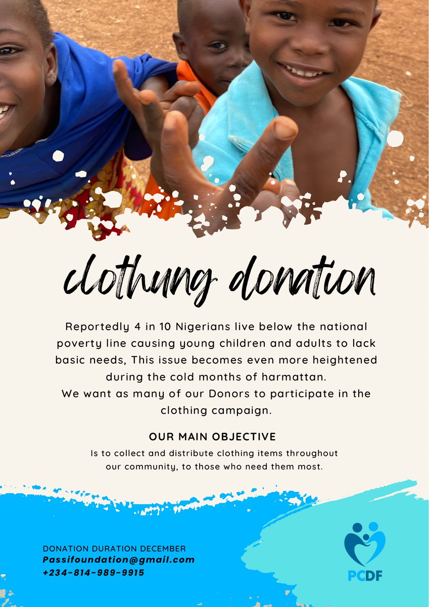 passifoundation's tweet photo. Giving is not just about making a donation, it’s about making a difference because Someone’s happiness depends on your old clothes #pcdfng https://t.co/NzIFb2zHH7