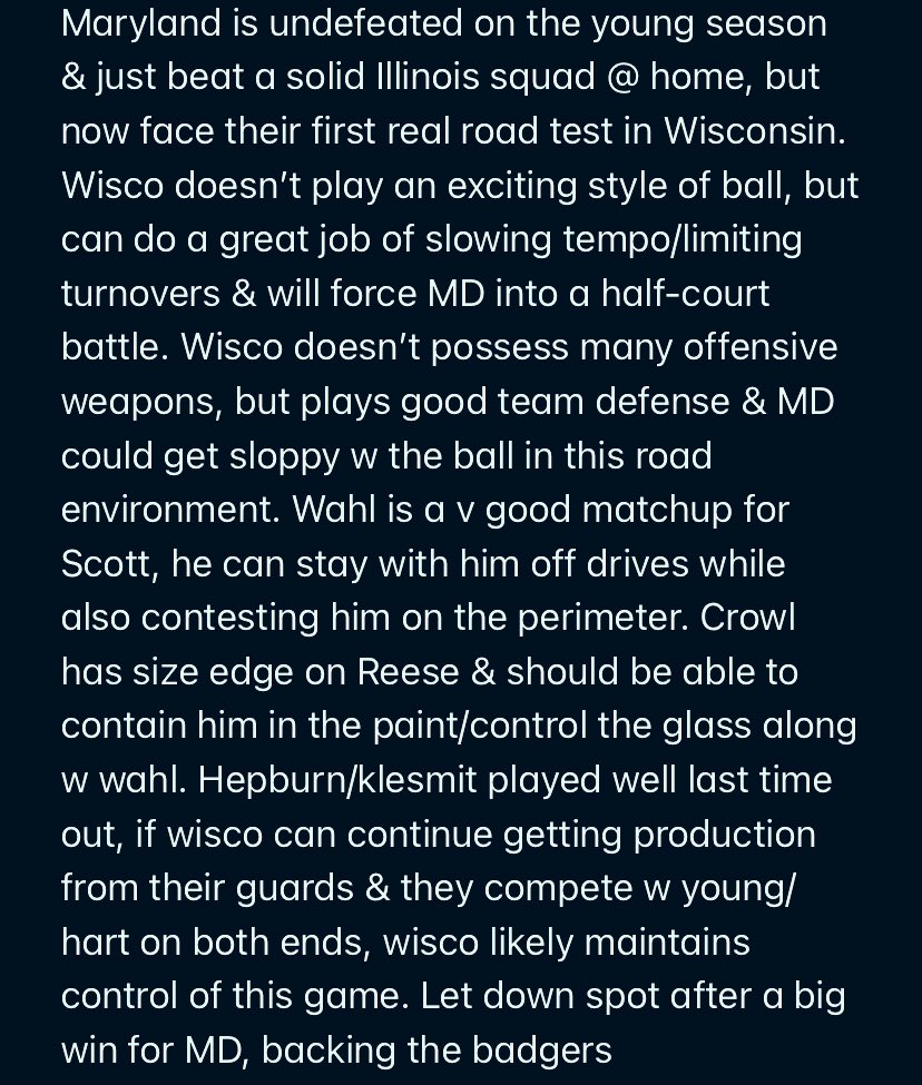 AndrewLock_12's tweet photo. 2 units Wisconsin -1.5 (-115) https://t.co/HYhxmnqlN5