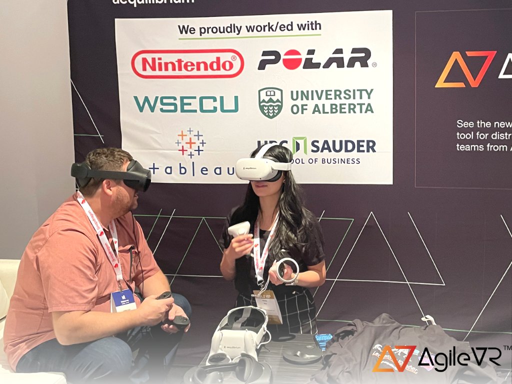 agile_vr's tweet photo. Are you ready for an immersive XR experience with AgileVR™? Visit Aequilibrium's boot at #IGSMiami and check on how this solution bridges the gap between face-to-face and remote communication for remote Agile teams.#metaverse #xr #agile #vr https://t.co/PevDAkwDOy