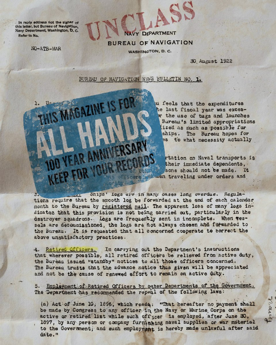 NRD_SanDiego's tweet photo. ALL HANDS MAGAZINE
Bureau of Navigation Bulletin #1
December 2022
https://t.co/mRc850gNrE
@AllHandsMag @USNavy @USNRecruiter @AmericasNavy @MyNAVYHR @HistoryNavyNews @NavyMCPON @NavalAcademy #NavyRecruiter #FutureSailor #AmericasGame #TattooArt #UniformChanges #NFAAS #Film https://t.co/l7vJyd3W3z