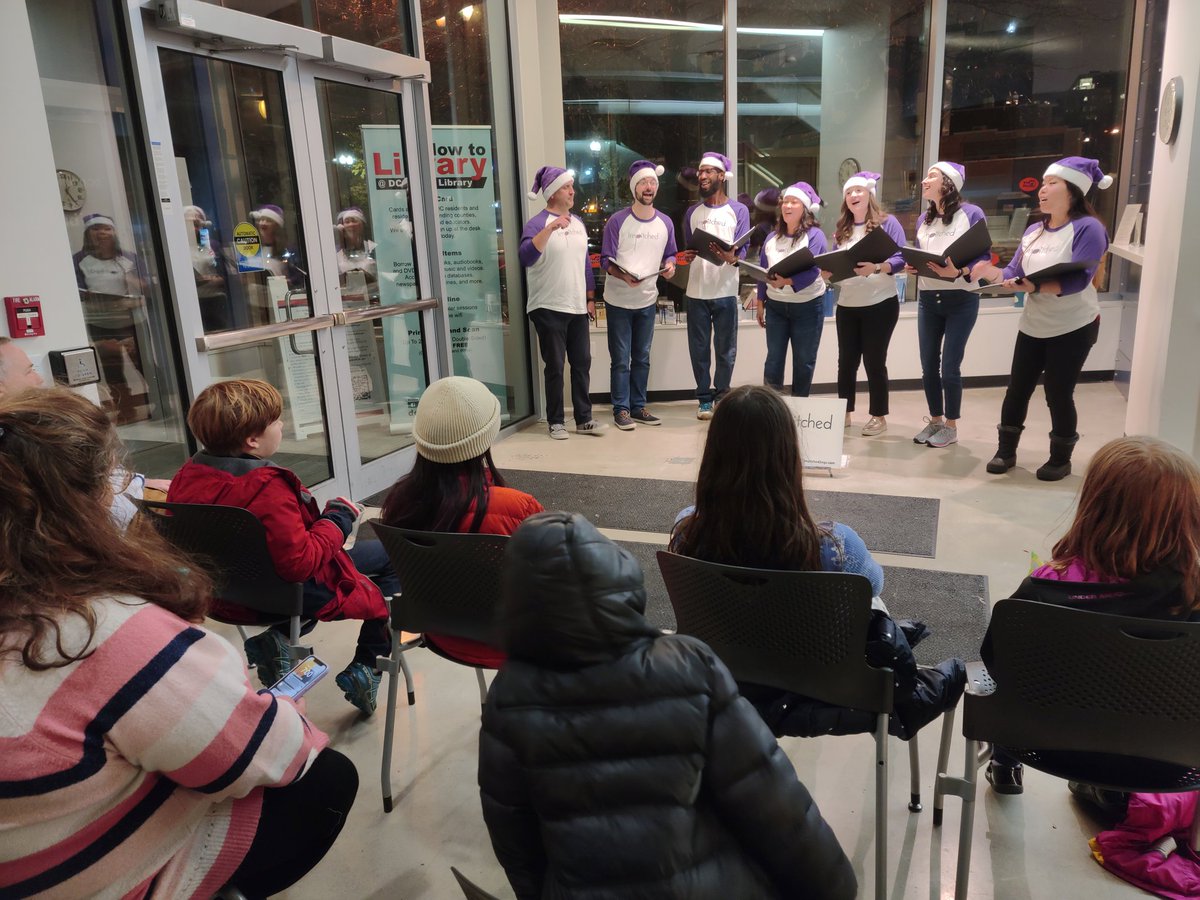 AlexanderMPadro's tweet photo. Happening Now @dcpl @ShawDC: @ImpitchedDC a capella holiday caroling, sponsored by #FriendsofWathaTDanielShawLibrary. Come join and sing along! Happy Holidays! #funinshaw #loveshaw #shawdc https://t.co/a64AKrPymr