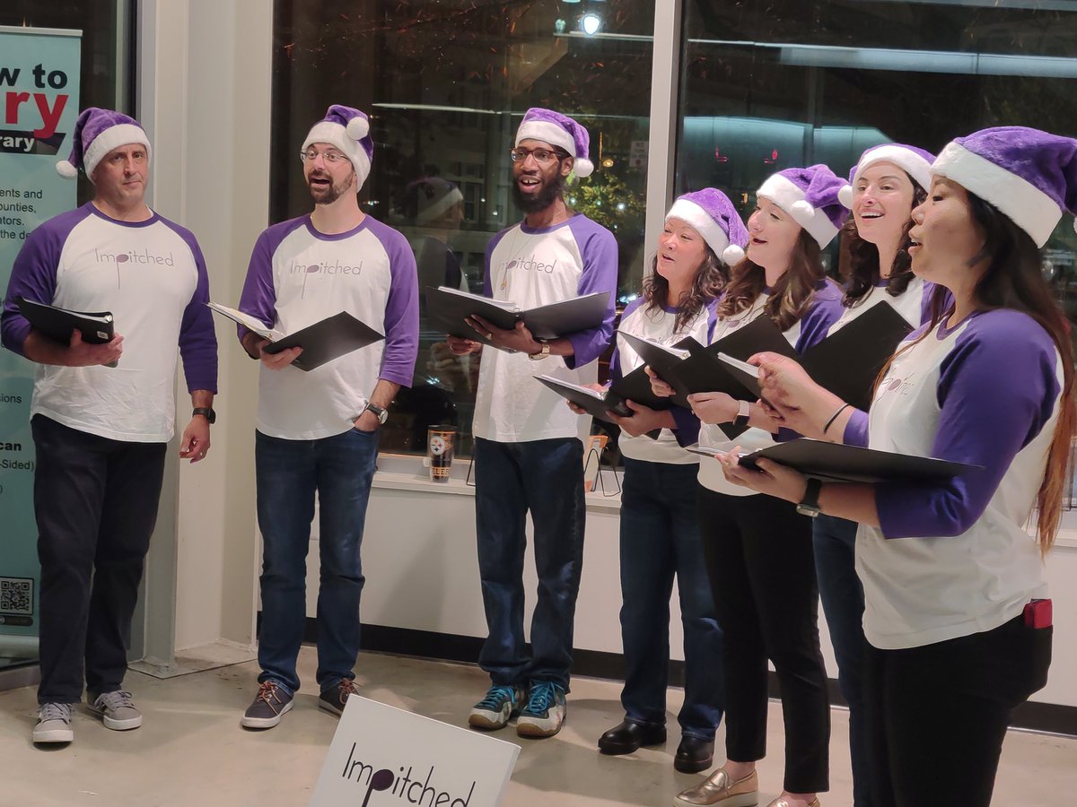 AlexanderMPadro's tweet photo. Happening Now @dcpl @ShawDC: @ImpitchedDC a capella holiday caroling, sponsored by #FriendsofWathaTDanielShawLibrary. Come join and sing along! Happy Holidays! #funinshaw #loveshaw #shawdc https://t.co/a64AKrPymr