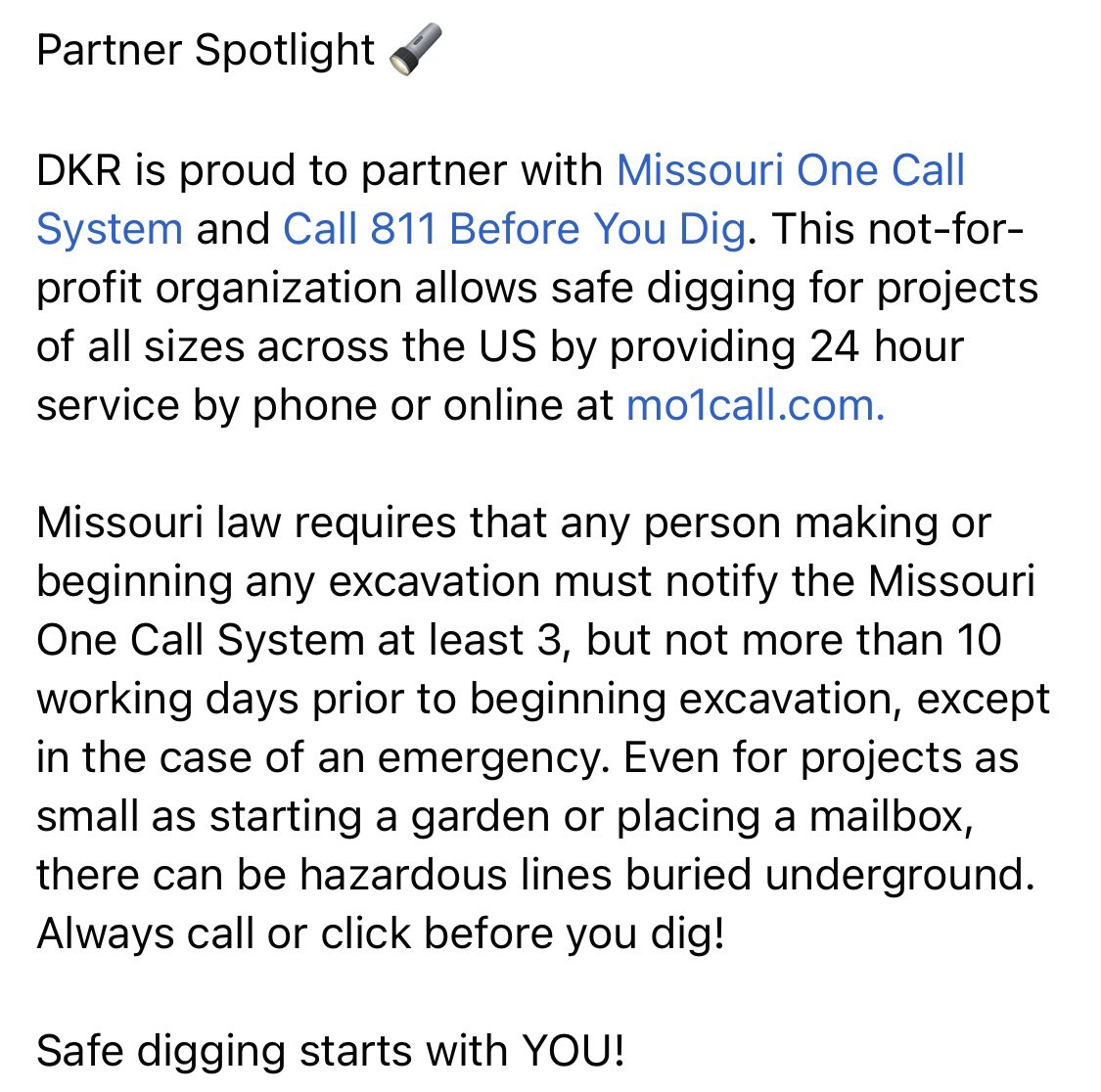 Partner Spotlight 🔦

<a href="/Call811/">Call 811</a>