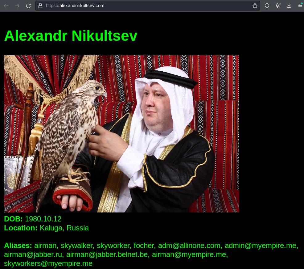 URSNIF member 3 of 4 - Introducing sysadmin, Alexander Nikultsaev. 
Our last URSNIF member, the big boss, is to come. T-minus 6 hours