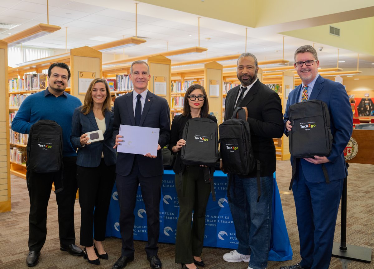 LAPublicLibrary's tweet photo. The Los Angeles Public Library is excited to expand our Tech 2 Go bundles at more branches in L.A.! 💻 Need a computer or wifi hotspot? Visit one of our participating branches to borrow a computer on us! 
🔗 https://t.co/nnyiL739fF https://t.co/uAeqxhz5Gg