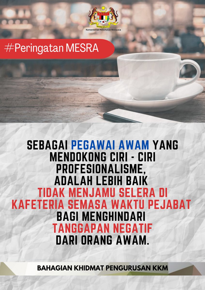 PERINGATAN MESRA UNTUK WARGA KEMENTERIAN KESIHATAN MALAYSIA