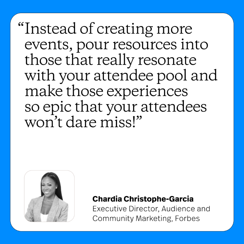 Bizzabo's tweet photo. Event Experience leaders shared their predictions for the events industry in 2023. What do you think 2023 will look like for #EventProfs? Share your thoughts below.  @chardiac, @jennartura, &amp; @julieho34

👉 See all the predictions.