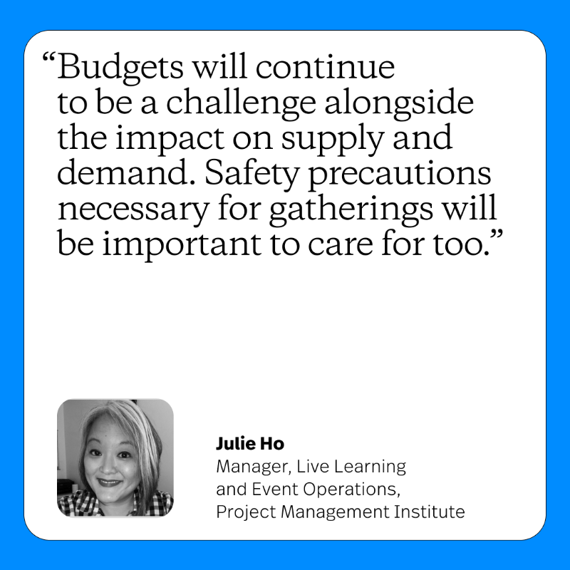 Bizzabo's tweet photo. Event Experience leaders shared their predictions for the events industry in 2023. What do you think 2023 will look like for #EventProfs? Share your thoughts below.  @chardiac, @jennartura, &amp; @julieho34

👉 See all the predictions.