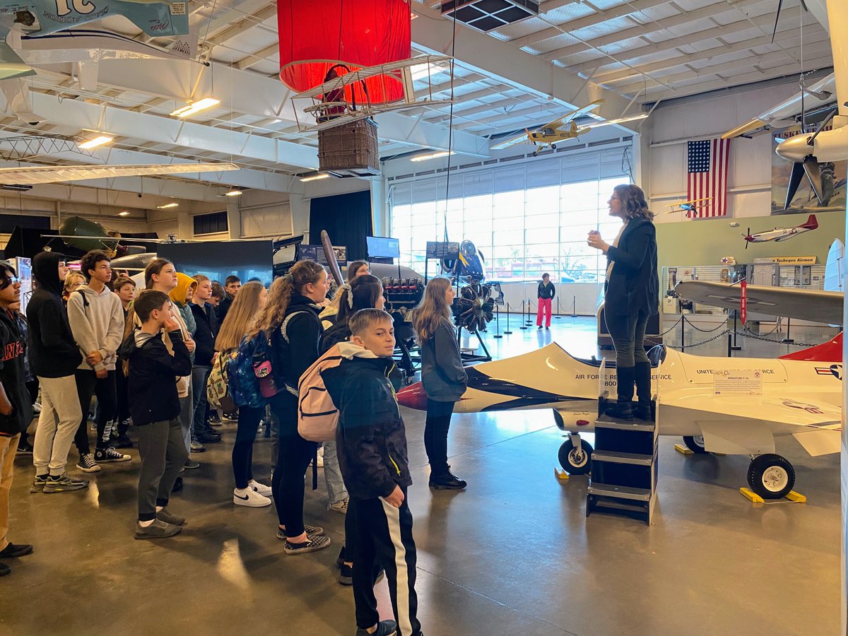 COA_middle's tweet photo. COA Middle 7th-grade students attended our first SOAR (Steam Outreach Academic Reinforcement) kick-off event at the Aerospace Museum of California: they met their new UC Davis mentors and participated in STEAM activities. @aerospaceca #coa_middle #coa_school #gcc_charters https://t.co/yJM2yP2Xk4