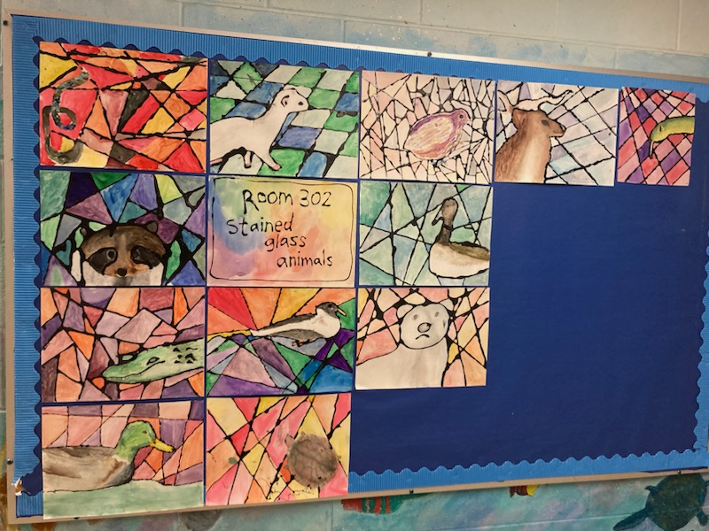ClintonStreetPS's tweet photo. Grade 5 &amp; 6s in room 302 created watercolour paintings inspired by photographs of animals and stained glass windows. https://t.co/HIZ8iO8Pgi