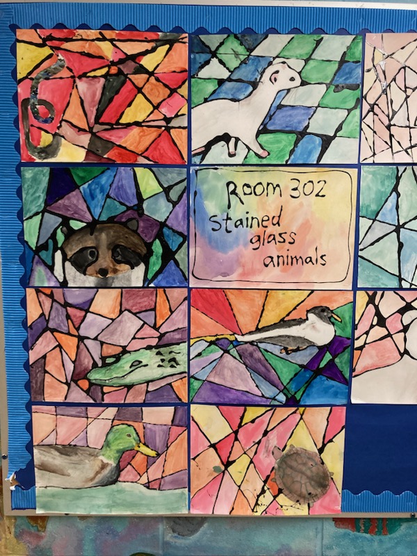 ClintonStreetPS's tweet photo. Grade 5 &amp; 6s in room 302 created watercolour paintings inspired by photographs of animals and stained glass windows. https://t.co/HIZ8iO8Pgi