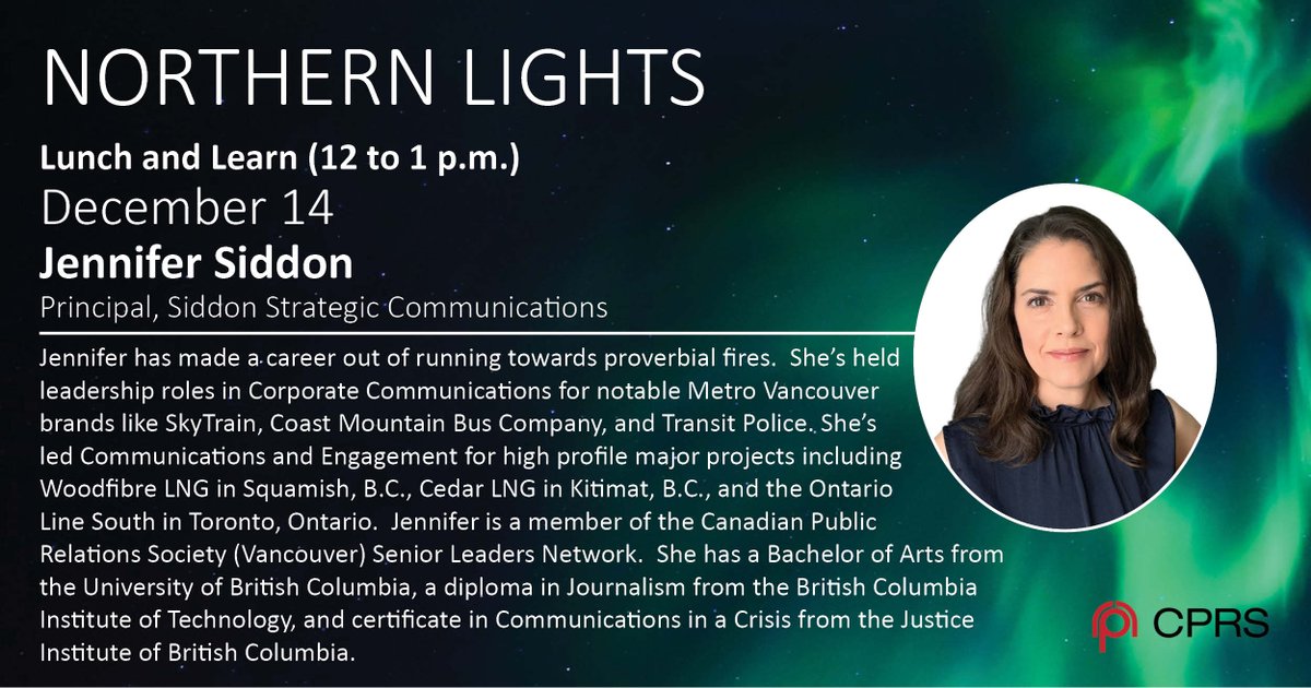 Have you ever had to communicate in a crisis? Next week we'll have Jennifer Siddon join our chapter's Lunch n' Learn to share her knowledge on crisis communications! #communications #CPRSproud