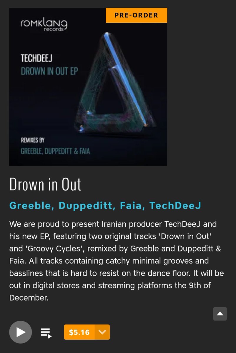 RomklangR's tweet photo. TechDeeJ - Drown In Out EP // Pre-order available on Beatport, out this Friday in all stores.✨️
Check out links in bio
Artists: #TechDeeJ // #Greeble, #Duppeditt & @FaiaGry
Coverart: André Andersen & Gry.
#RomklangRecords #Beatport #techno #darktechno #darkminimal #psytech https://t.co/EF5ADKY7ak