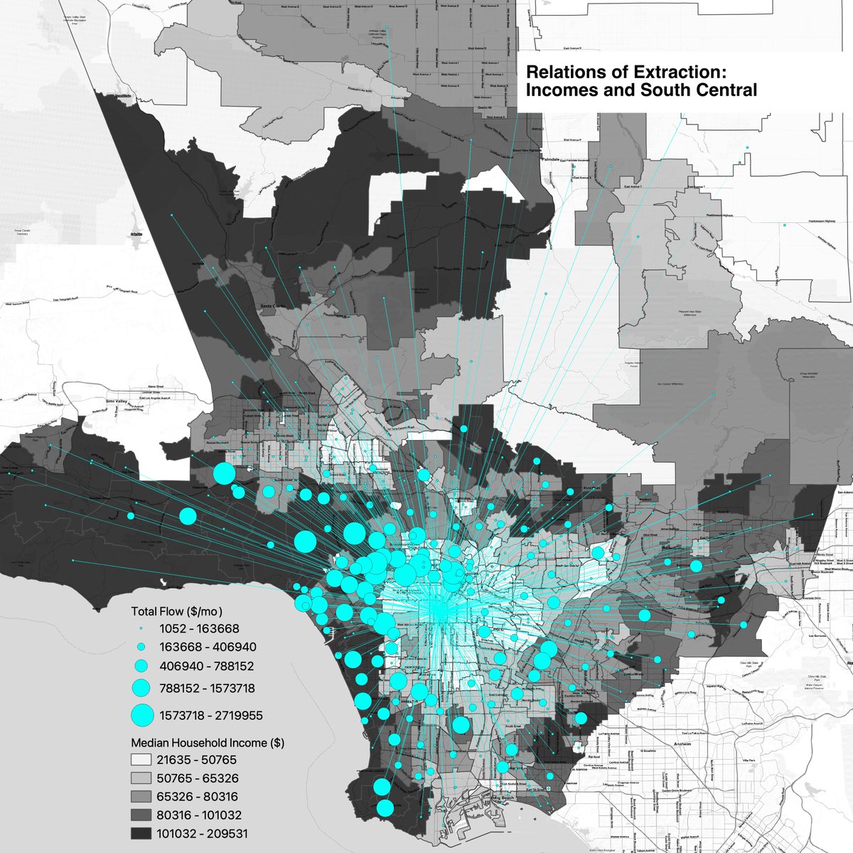 Everybody knows that rent represents a transfer of wealth that disproportionately benefits whiter, richer people. The same is true for neighborhoods– flows of rent between neighborhoods disproportionately originate in lower income, less white places and flow to rich white ones.