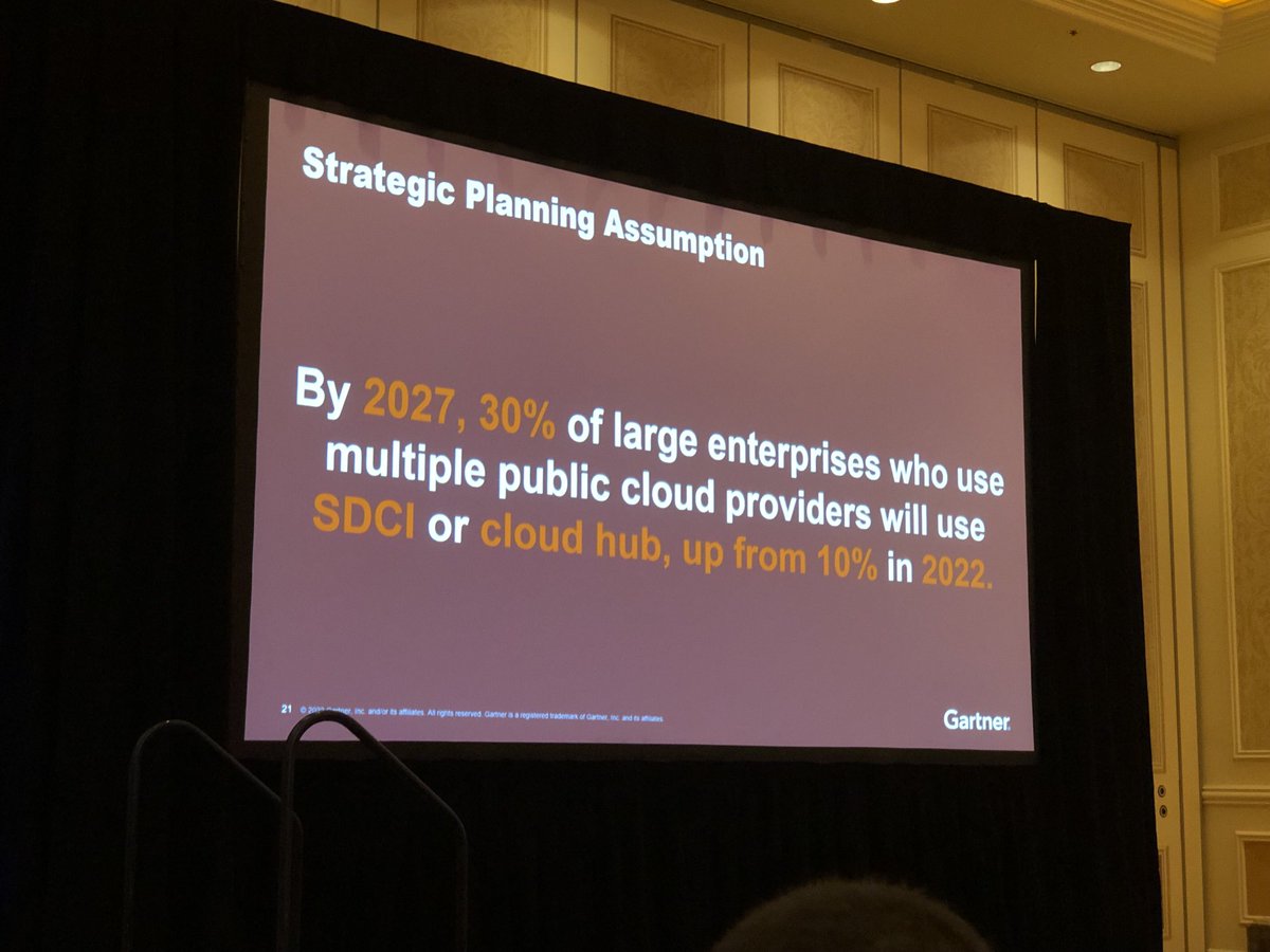 chuck_correll's tweet photo. Gartner’s Jon Forest says that enterprises are moving towards cloud hubs or software defined cloud interconnect. 3X more in 5 years. #GartnerIO #Equinix https://t.co/m4F8lON8sZ