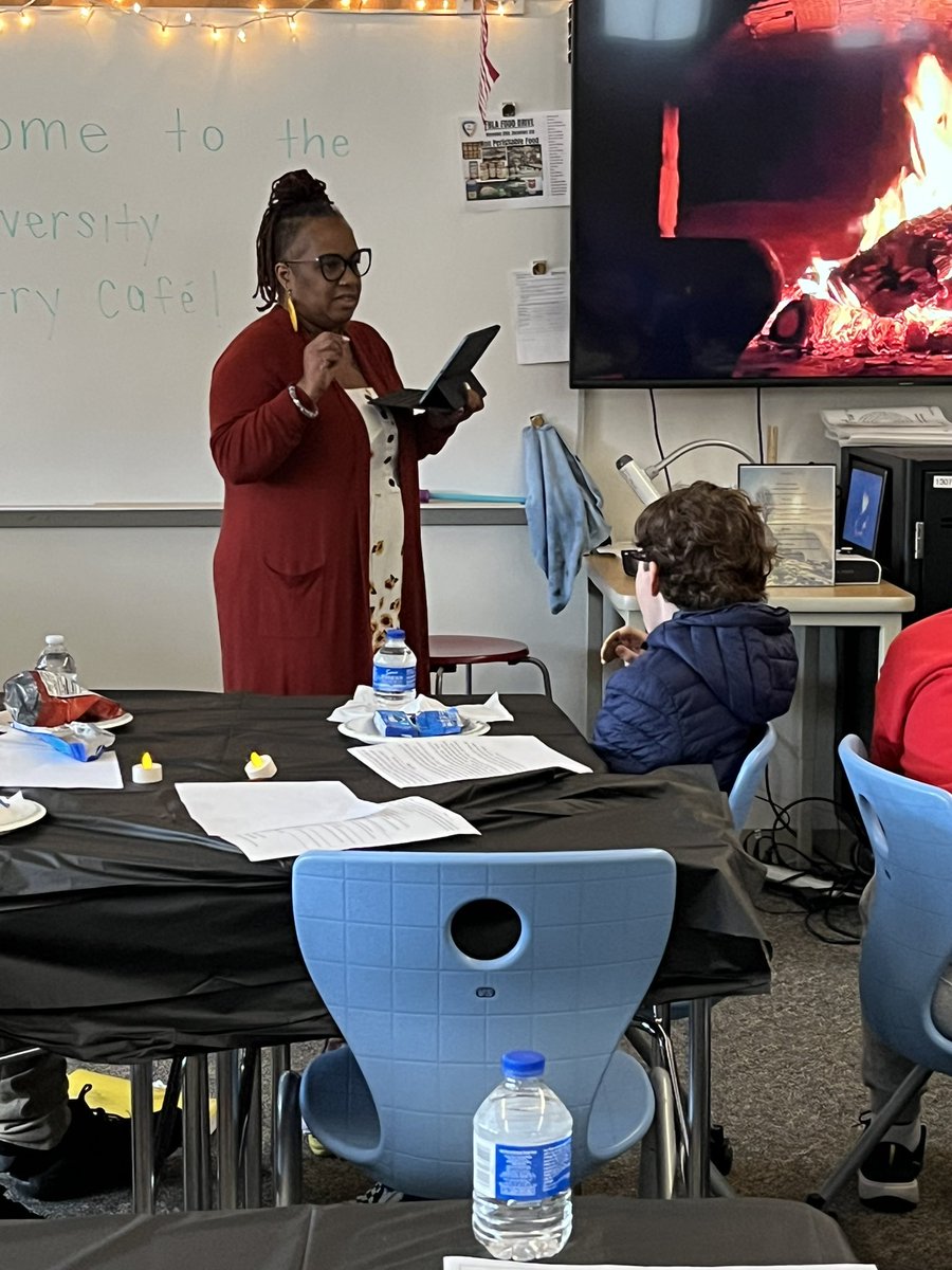 RMS6_1's tweet photo. Adversity Poetry Cafe was back in action after taking 2 years off for Covid. It’s my favorite time of year to hear original monologues/concrete poems that are my student’s stories! Special shout-out to @NiecySpeaks for being our guest of honor and spreading her words of wisdom! https://t.co/1Ada4yhzav