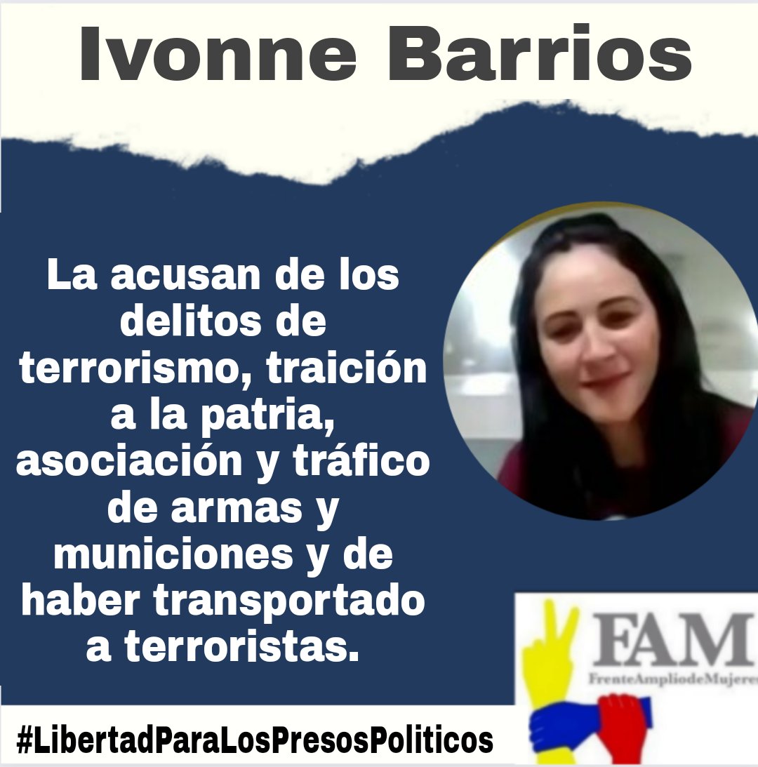 FteMujeresVzla's tweet photo. Ivonne Barrios Detenida desde el 2020,  se la llevaron de su casa en Maracaibo sin orden judicial. #TodasLibres #LibertadParaLosPresosPoliticos https://t.co/Dw6mbWhhZ3