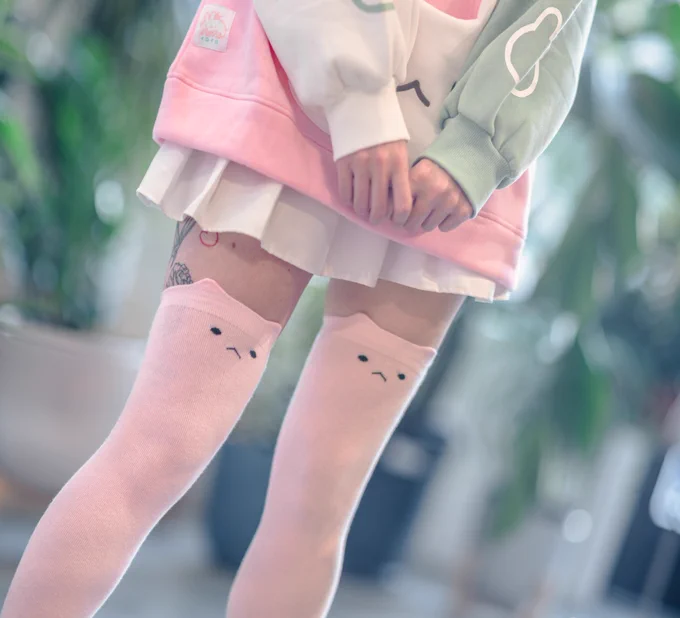 fun fact the black thigh socks so far have been about 1.75x as popular as the pink ones! ' ^' 