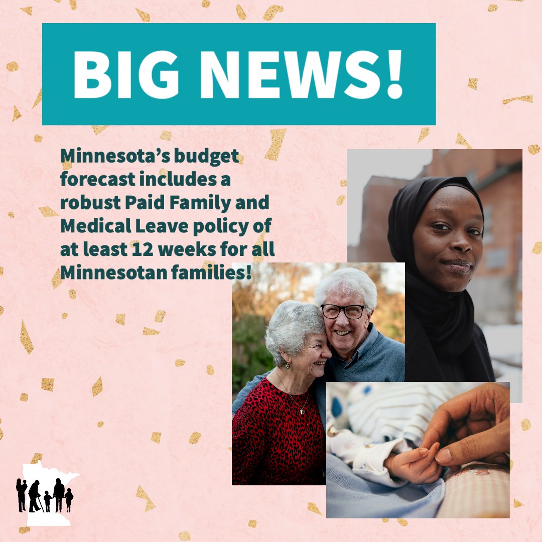 Black or white, rural or city, rich or poor, left or right, all Minnesotan families deserve paid time to care for themselves and their families. Exciting to see the budget forecast for Minnesota includes funding for a robust, statewide #PaidLeaveMN policy!