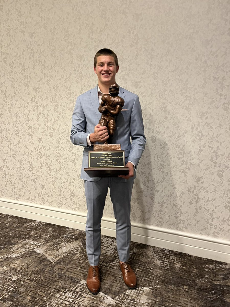 Jim Clark (@jclarkbcp) on Twitter photo Congratulations <a href="/B_Clark_2023/">Brady Clark</a> on winning the prestigious Hansen award for Suffolk’s most outstanding player along w the Boomer Esiason award for top QB last night. It truly was a dream come true for you. Incredibly proud of how you have handled it all. Well deserved and earned! Congratulations <a href="/B_Clark_2023/">Brady Clark</a> on winning the prestigious Hansen award for Suffolk’s most outstanding player along w the Boomer Esiason award for top QB last night. It truly was a dream come true for you. Incredibly proud of how you have handled it all. Well deserved and earned!