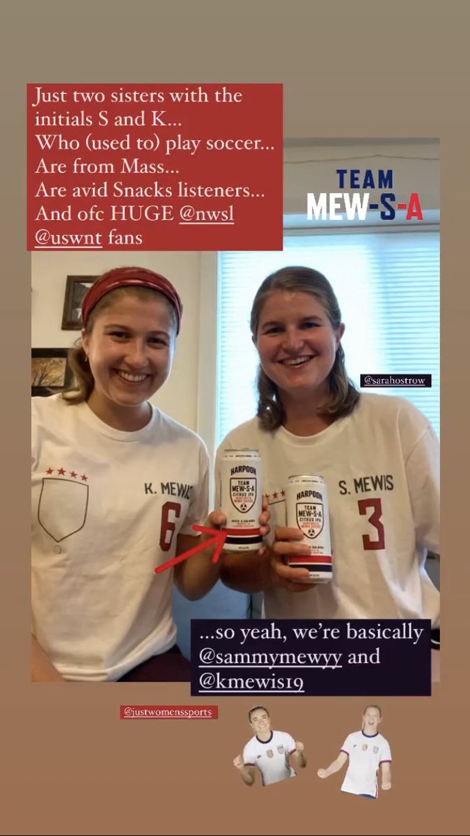 sostrow1's tweet photo. It's my sister Katie's birthday today. I took her to the NWSL championship as her very early present but all she really wants is to be noticed by our fellow massholes @sammymewy & @KristieMewie 👀 We love you guys! #tellsnacks #asksnacks @justwsports https://t.co/l5Npia6GDL