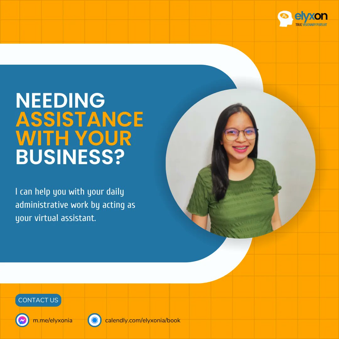 elyxonia's tweet photo. Needing assistance with your business? I can help you with your daily administrative work by acting as your virtual assistant! 💼📋💻👩‍💼

I'll be delighted to help you 😊👌

#elyxon #truevisionarypursuit #businessowner #administrativetasks #administrativeassistance https://t.co/JV4pbAkjZy
