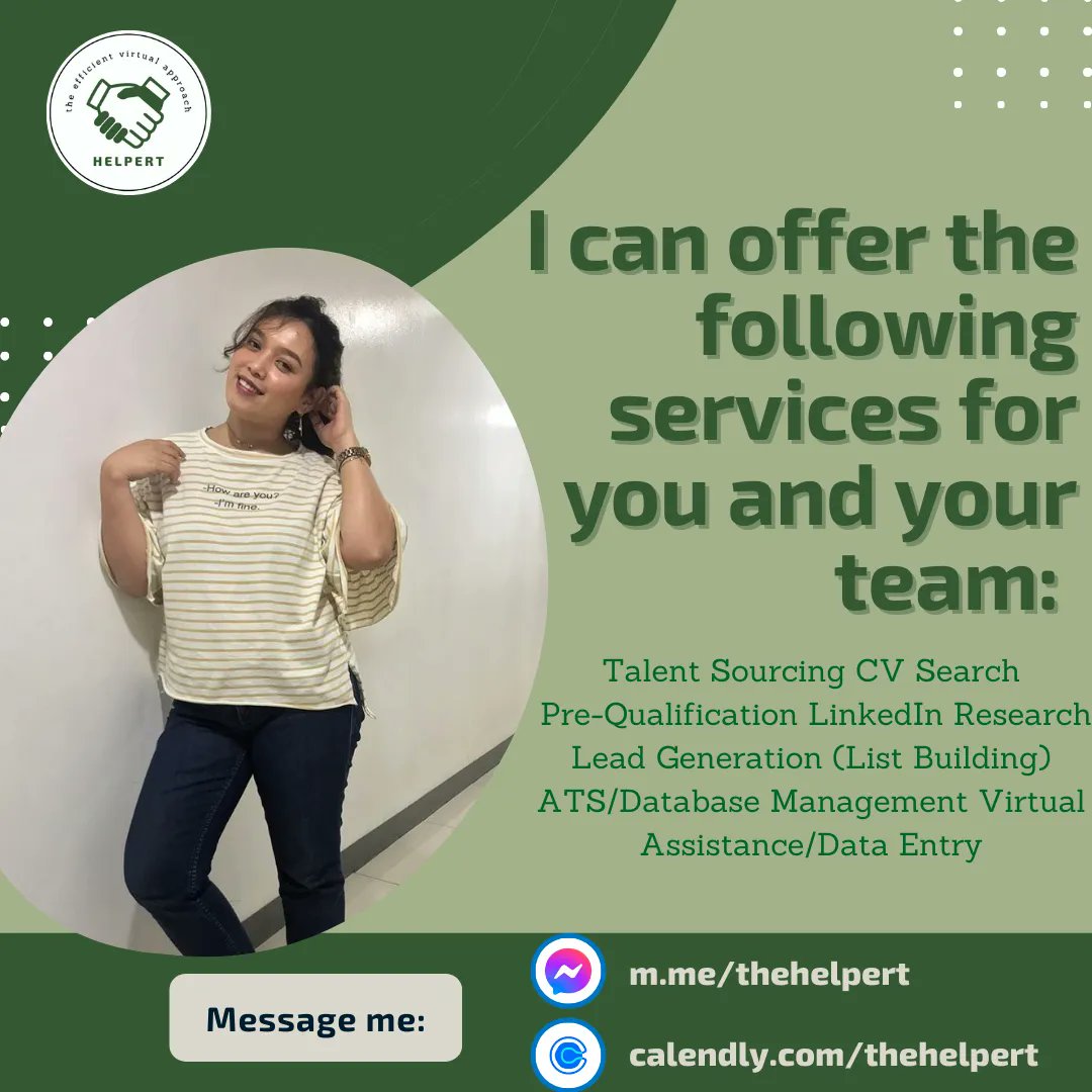 thehelpert's tweet photo. 👩‍💼 I can offer the following services for you and your team: 

Talent Sourcing
CV Search
Pre-Qualification, etc

I would kindly invite you to contact me if you have any questions about any of the services I listed above using this link: https://t.co/eIr95NUEeh

#thehelpert https://t.co/VeVJskMOEb