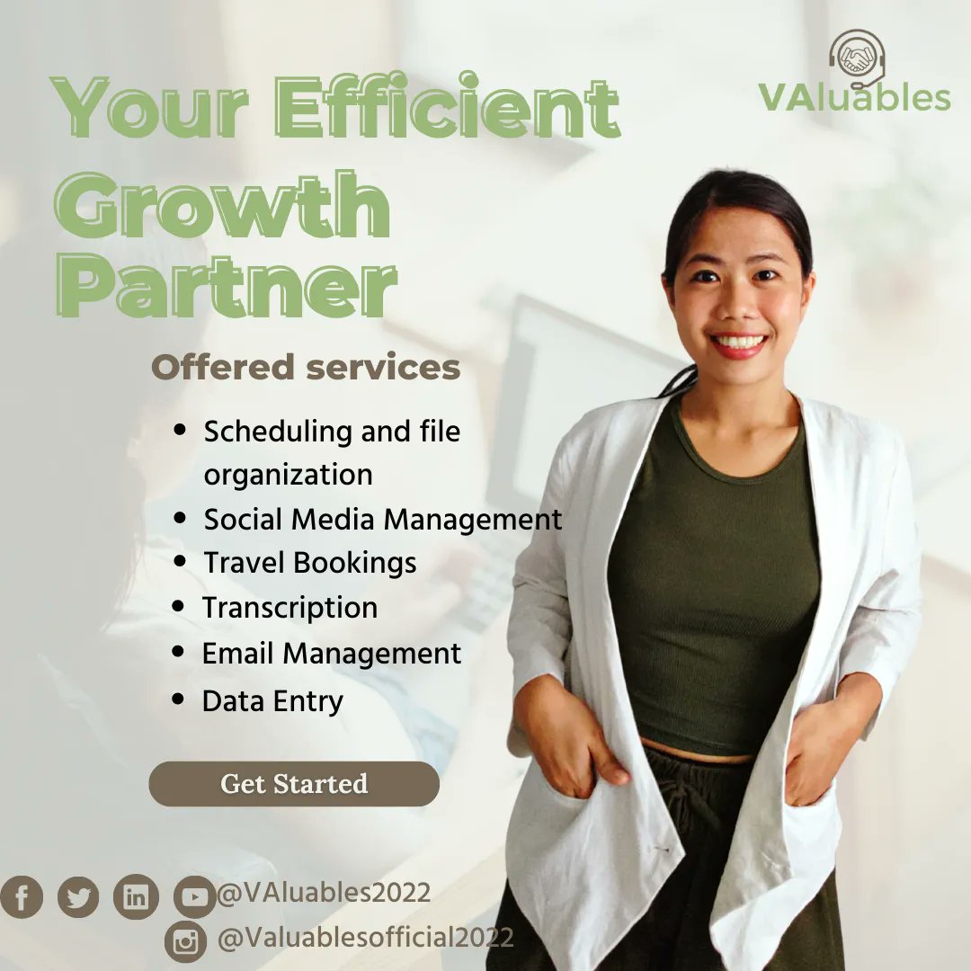 VAluables2022's tweet photo. 🧑‍💼I will be your 𝐞𝐟𝐟𝐢𝐜𝐢𝐞𝐧𝐭 𝐯𝐢𝐫𝐭𝐮𝐚𝐥 𝐚𝐬𝐬𝐢𝐬𝐭𝐚𝐧𝐭  for your needs! 
Scheduling/calendar management, data entry via copy/paste or typing, typing letters/reports/etc., basic photo editing, and file organization are all available. 

#VAluablesByMyra #VAPh https://t.co/nFrhI6Pydi