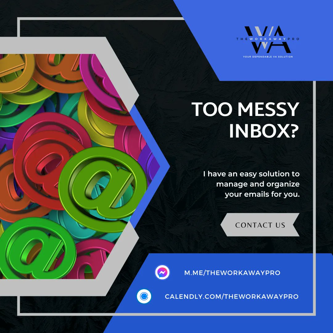 theworkawaypro's tweet photo. As a dependable keyboard warrior, I assist busy CEOs, business owners, and individuals in organizing and decluttering their inboxes. Anxiety about your inbox is over! 

#theworkawaypro #socialmedia #digitalmarketing https://t.co/LCZAzmGKeE