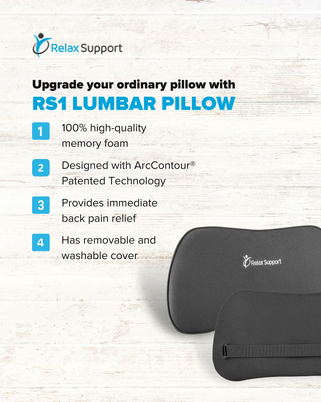 RELAX SUPPORT RS5 Lumbar Support Pillow for Car Back Support