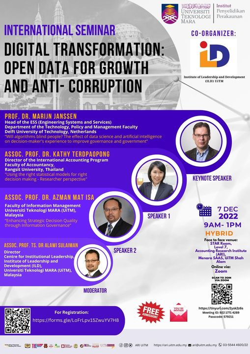 faizar's tweet image. #Digital #digitaltransformation #DigitalTransformation2022
Digital Transformation: Open Data for Growth and Anti-Corruption   
Details of the event are as below:
7/12/2022,9.00 am
HYBRID Online via Zoom:
tinyurl.com/2ysk2z6s
registration form
forms.gle/LoFrLpv15ZwuYV…