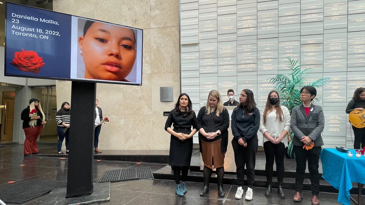 Today, I joined a memorial at Toronto Metropolitan University <a href="/TorontoMet/">Toronto Metropolitan University</a> to commemorate victims of gender-based violence. I read the names of women who were killed in Ontario in 2022. I committed to taking action against GBV alongside the students and staff.  #Dec6