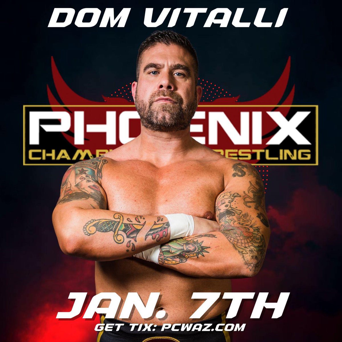 AZPromos1980's tweet photo. Phoenix Championship Wrestling presents  LIVE on Broadway!
🗓January 7, 2023
📍Eagles Community Center: 828 E Broadway Rd. Mesa, AZ 85204
🚪Doors 6pm
🤼‍♂️SLAMU: 6:30pm
🔔Main Card Belltime 7pm
🤝Meet &amp; Greet 6pm-7pm
👨‍👩‍👧‍👦All ages event https://t.co/Te51as8daE