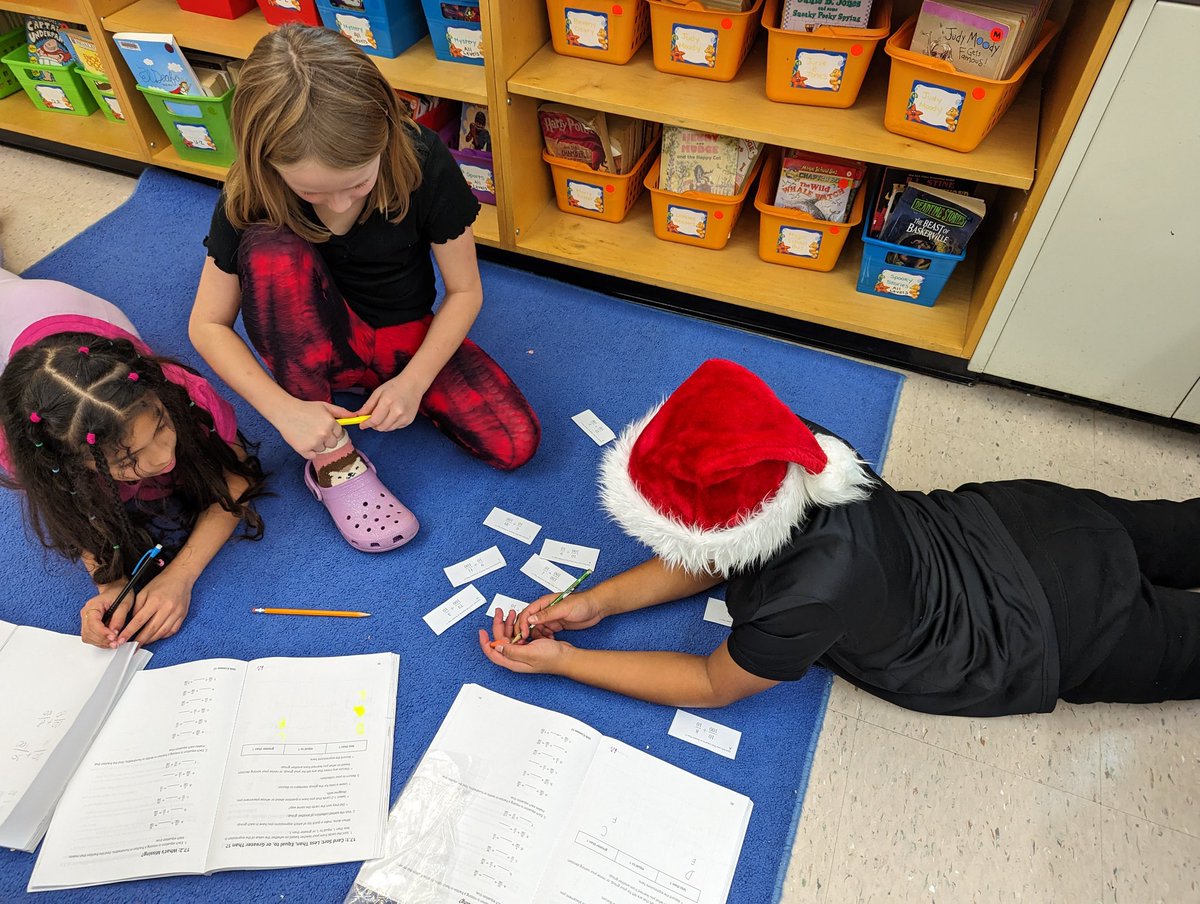 Today we saw how <a href="/IllustrateMath/">Illustrative Mathematics</a> instructional routines allowed students of all backgrounds and abilities to access rigorous math learning today across K-12. Pictured: deep conversations/debates over a card sort, grade 4.