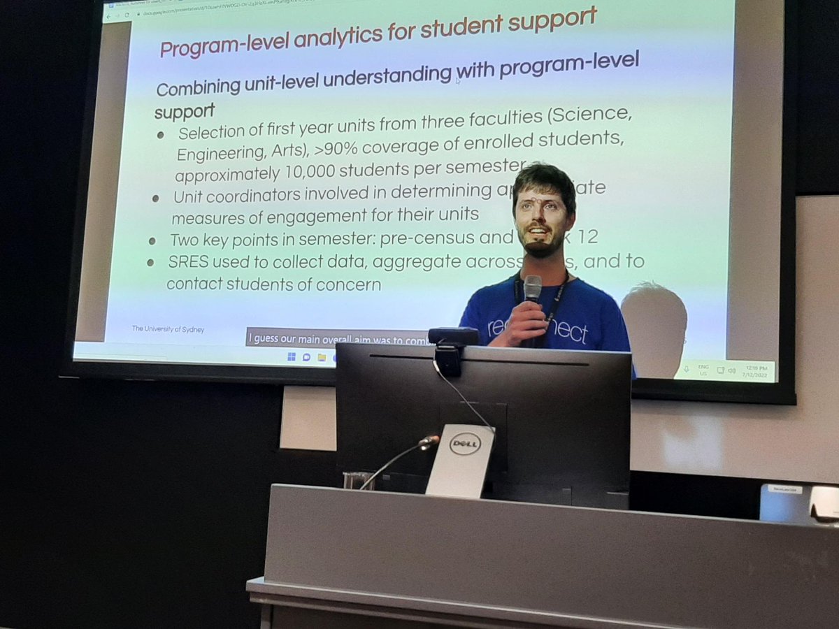 “Diverse definitions of engagement: Personalised learning analytics to support staff and students”
Presented by @alix_thoeming and Aaron Baird coauthored <a href="/ruthwsydney/">Ruth Weeks</a> <a href="/dannydotliu/">Danny Liu</a> <a href="/AdamBridgeman/">Adam Bridgeman</a> and Harriet Flitcroft #ascilite22