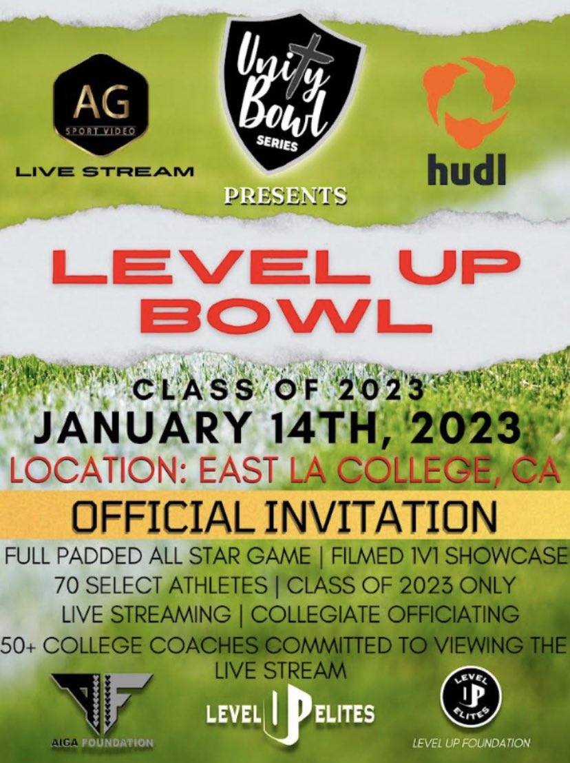 I’m excited to announce I will be competing in the level up bowl. January 14th I will be making my way down to L.A. California.I love competitions!can’t wait to compete with guys that hungry for a chance @perry_bsv <a href="/Bullpups_fb/">Gonzaga Prep Football</a> <a href="/PNWSports_/">PNW Sports 𝕏</a> <a href="/BrandonHuffman/">Brandon Huffman</a> <a href="/Micah_Chen/">Micah Chen</a> <a href="/DNicholsSR/">Dave Nichols SR</a>