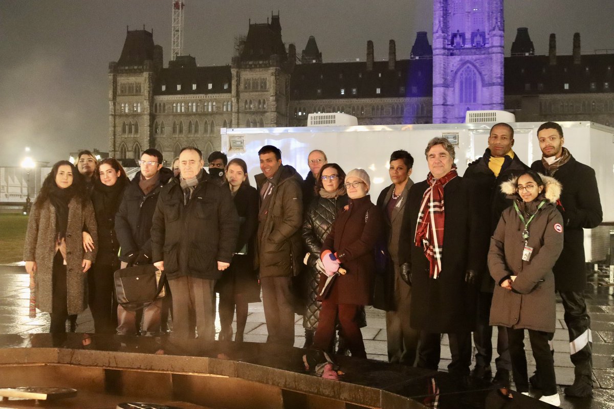 MarciIen's tweet photo. Tonight we lit Parliament hill purple, to commemorate the 14 women lost in the #montrealmassecure, and the many other women lost to gender-based violence. 

#16Days #EndGBV #NationalDayofRememberance https://t.co/ySu0c20jaU