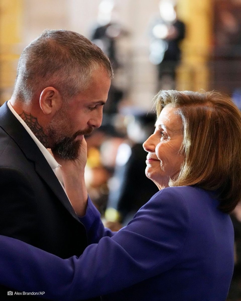 profgalloway's tweet photo. Speaker Pelosi with Michael Fanone, the DC police officer who suffered burns, a heart attack &amp; traumatic brain injuries on Jan 6. Palpable mutual appreciation … https://t.co/5ymP5UhIAl