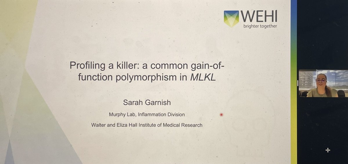 Emma Tovey Crutchfield (@ectoveyc) on Twitter photo An interesting and expertly-delivered talk from the fabulous Dr <a href="/SarahGarnish/">Sarah Garnish</a> on a common gain of function mutation in MLKL and it’s implications on human health and disease at <a href="/AusCellDeathSoc/">Australasian Cell Death Society</a> 👏🏻👏🏻👏🏻 well done Sarah!! An interesting and expertly-delivered talk from the fabulous Dr <a href="/SarahGarnish/">Sarah Garnish</a> on a common gain of function mutation in MLKL and it’s implications on human health and disease at <a href="/AusCellDeathSoc/">Australasian Cell Death Society</a> 👏🏻👏🏻👏🏻 well done Sarah!!