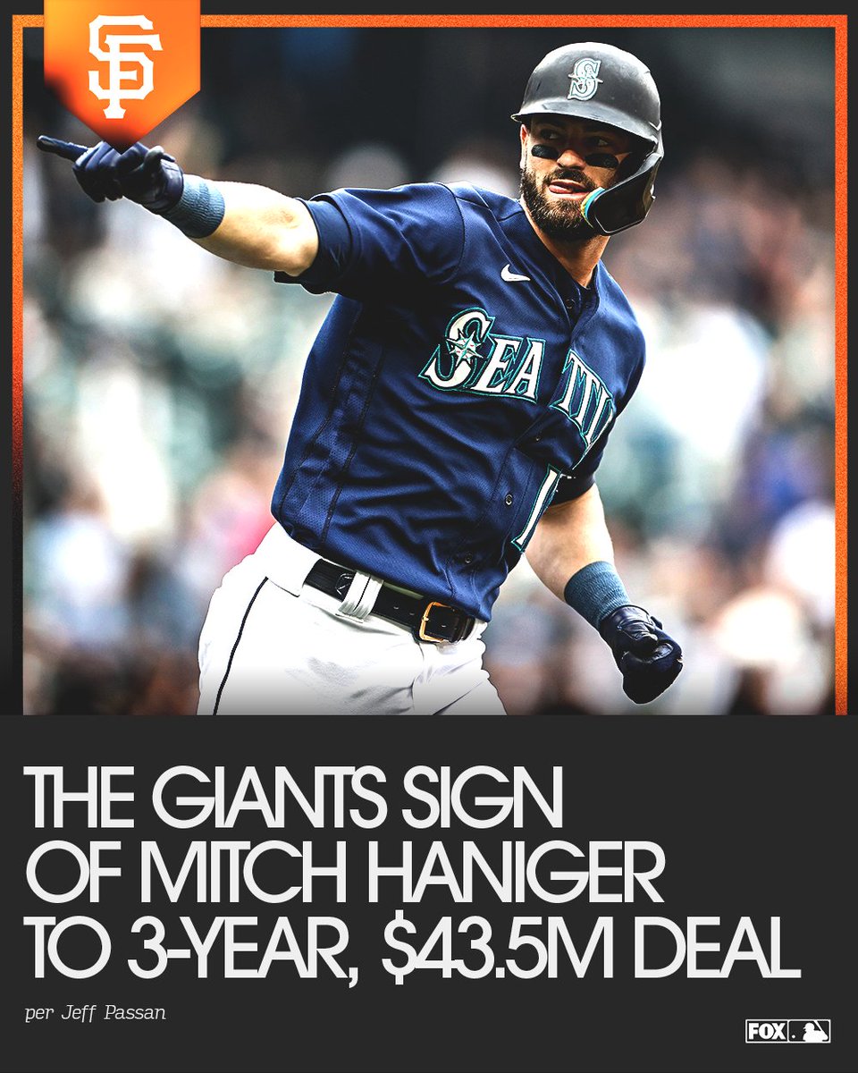 MLBONFOX's tweet photo. The @SFGiants are signing OF Mitch Haniger to a 3-year, $43.5M deal with an opt out after the 2024 season.

per @JeffPassan https://t.co/hxKOS2JxBc