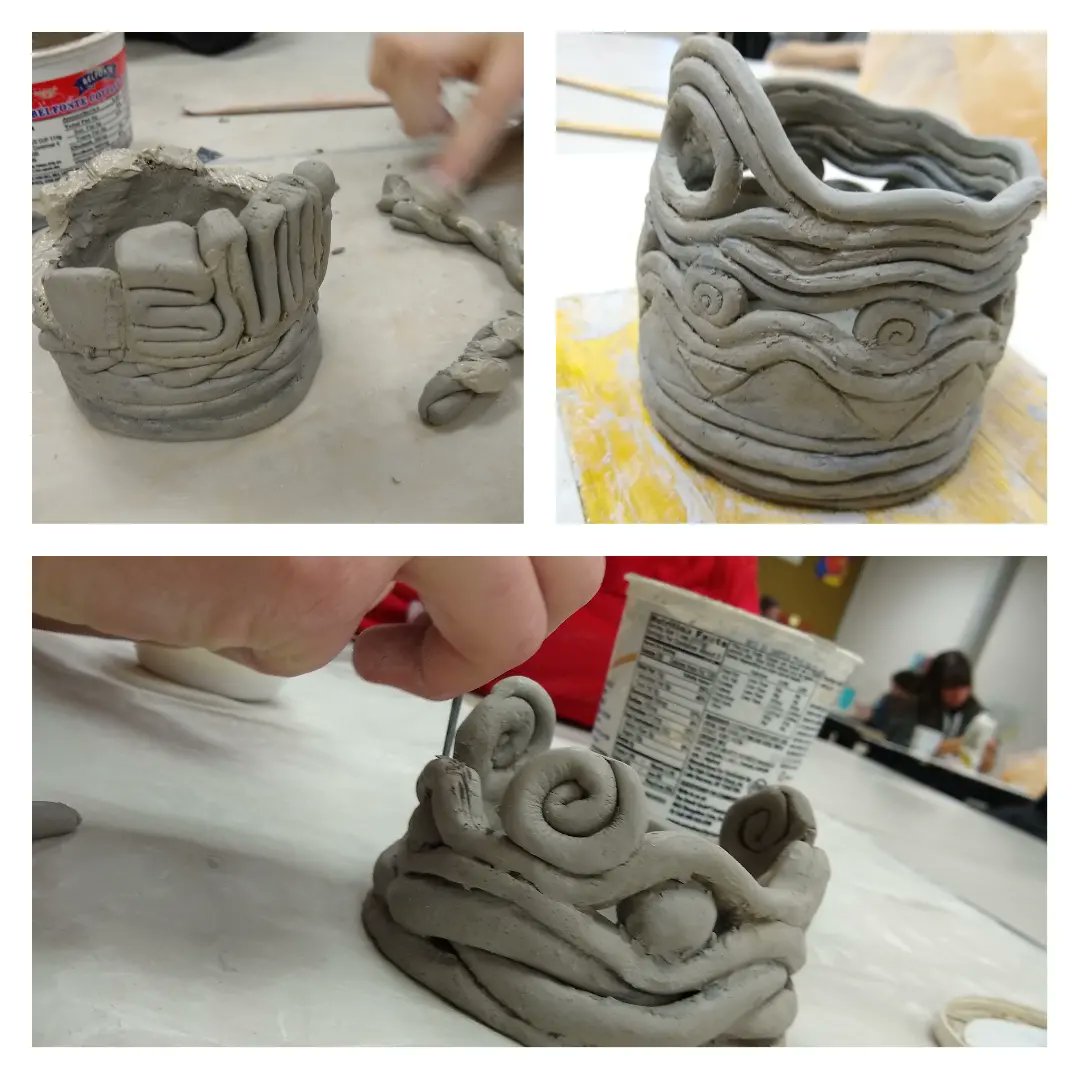 arttchr_Bert's tweet photo. Pinch pots are wrapping up, so now it's time for students to impress us all with some very creative coil pots! #wearetruman #staytru https://t.co/mW1yD6eQnQ