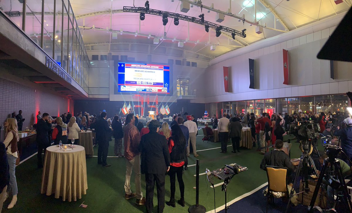 MaxDFOX2's tweet photo. Cheers erupt at @HerschelWalker’s watch party as reports show the Republican taking a *slight* lead over @ReverendWarnock in the GA senate runoff. Stay with @WTOC11 for live updates from Atlanta. https://t.co/jZpBSWMXNQ
