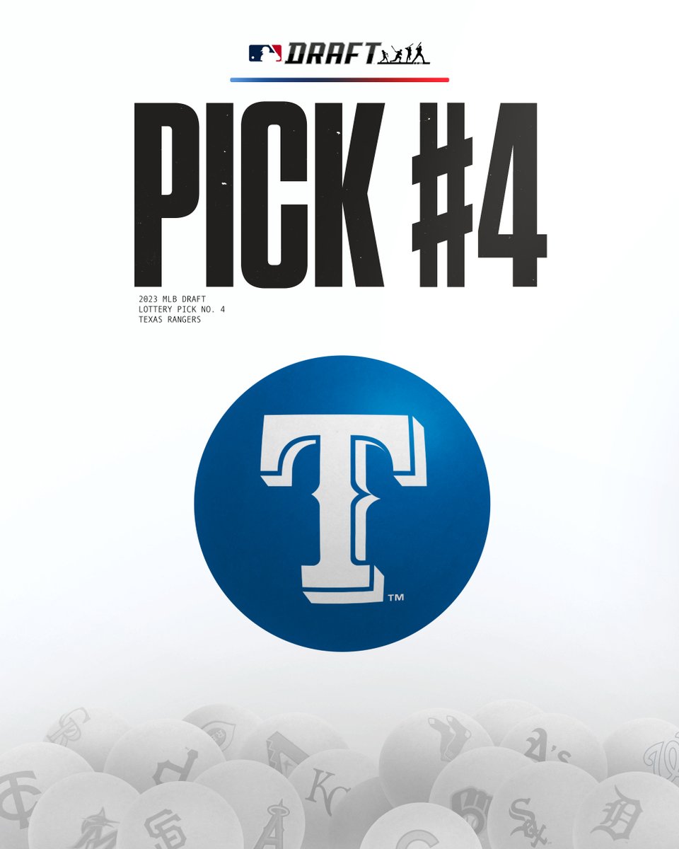 Rangers's tweet photo. We will pick 4th in the 2023 @MLBDraft! https://t.co/rt4IX9eksm